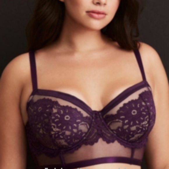 torrid Other - Torrid Purple Lace & Mesh Longline Underwire Bra-1